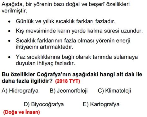 TYT Coğrafya Doğal Afetler ve Çıkmış Sorular